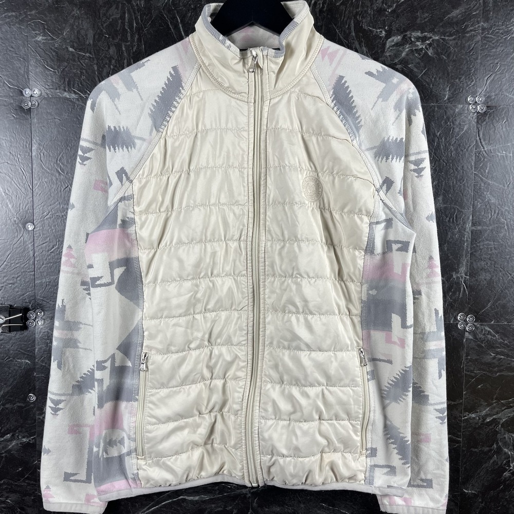 Polo Ralph Lauren Women's Beige Aztec Crest Hybrid Puff Jacket Large